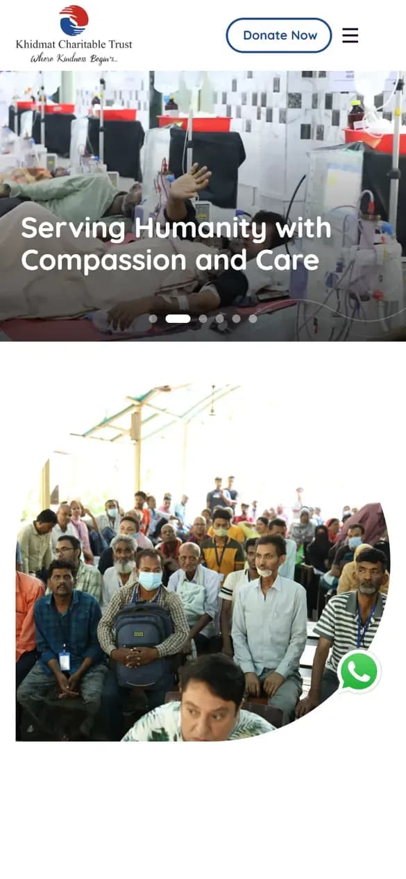 Khidmat Charitable Trust home page on mobile